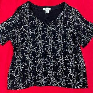 Black v neck blouse with sparkles